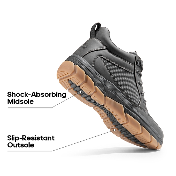 Men's Lightweight Vegan Leather Hiking Boots - GREY - 4